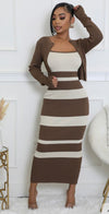 Striped Knit Dress with Cardigan