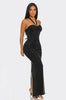 Corset Style Halter Neck Shimmering Maxi Dress