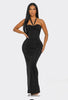 Corset Style Halter Neck Shimmering Maxi Dress