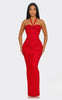 Corset Style Halter Neck Shimmering Maxi Dress